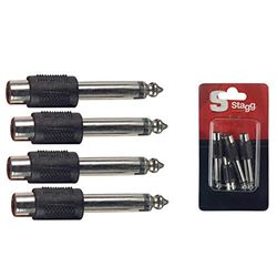 Stagg AC-PMCFH Adaptateur RCA Femelle/ JACK Mâle 6.35mm, Lot de 4 Pièces
