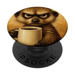 Tazza Meerkat Grumpy Coffee Morning Humor Wildlife Tired PopSockets PopGrip Adesivo