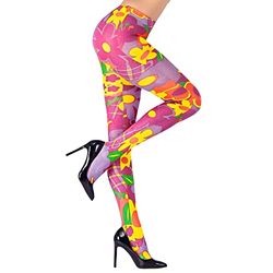 Aptafêtes - AC0298 - Collants hippie fleurs - taille unique