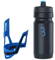 BBB Bici DualCage Comptank, Combinazione Universale per Bicicletta-Borraccia Leggera e a Prova di perdite Unisex-Adulto, Nero, Blu, 550 ml
