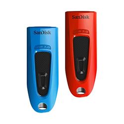 SanDisk Ultra 32 GB USB Flash Drive USB 3.0 Up to 130 MB/s Read - Twin Pack, Red/Blue