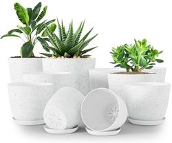 Utopia Home – växtkrukor inomhus med dränering – 7/6,6/6/5,3/4,8 tum heminredning blomkrukor för inomhusplanterare – plastplanterare för inomhusväxter, kaktus, suckulentkruka (prickig grå, 10-pack)
