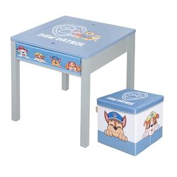 roba Set de asientos para niños Paw Patrol - Mesa con superficie reversible + taburete para niños a partir de 18 meses - Mobiliario de asiento con perros de dibujos animados - Madera gris/azul