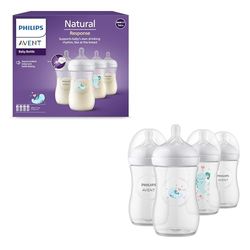 Philips Avent Natural Response-cadeauset voor baby's: 4 Natural Respons-babyflessen van 260 ml met T3 (spenen voor 1m+) SCY903/61