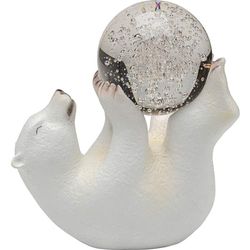 Kare Figura Decorativa de Oso Polar de Discoteca, Color Blanco, Objeto Decorativo, Oso Polar, Cristal Pintado a Mano, único, 26 x 23 x 13 cm (Alto x Ancho x Profundidad)