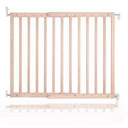 Safetots Barreira de escada de madeira maciça com fixação por parafusos, natural, 63,5 cm - 105,5 cm, porta de bebé de madeira, barreira de segurança de ajuste de parafuso