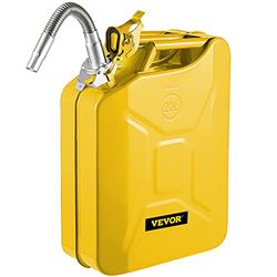 VEVOR Bärbar bränslebehållare, 5,3 gals, 20 l, kapacitet med flexibelt pipsystem, rostfri, värmebeständig bränsletank i stål, för utrustning, lastbilar, bilar, gul
