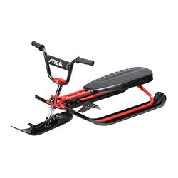 STIGA Snowracer Curve SX - Robuuste slee met BMX-stuur, stalen frame, rem en trekkabellier - stuurslee voor kinderen vanaf 7 jaar en volwassenen, max. 90 kg, zwart/rood