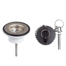 Wirquin 30723119 - Tapón de lavabo con tapa de plástico y rejilla de acero inoxidable, cromado y negro