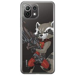ERT GROUP mobiltelefonfodral för Xiaomi 11 LITE 4G/5G originalt och officiellt licensierat Marvel mönster Rocket 008, gedeeltelijk transparant