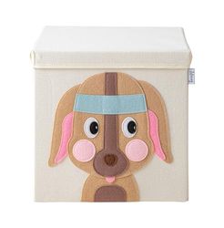 LIFENEY Boîte de rangement avec couvercle et chien - Boîte à jouets avec motif animal - Convient aux étagères cubes - Boîte de rangement pour chambre d'enfant - Panier de rangement pour enfants