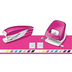 Leitz Stapler NeXXt Wow 30sh Pink with Hole Punch NeXXt Wow 30sh Pink Bundle