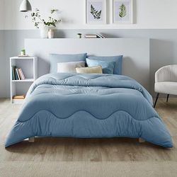 Night Lark - Coverless Duvet - 4.5 Tog - Super King - Linen Collection - Soft Touch Luxury Bedding - Machine Washable - Hypoallergenic - Twilight Blue
