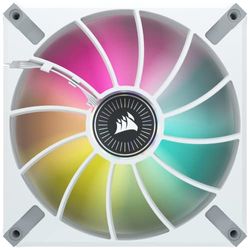 Corsair iCUE ML140 RGB ELITE, 140 mm Ventola PWM a RGB (Tecnologia CORSAIR AirGuide, Cuscinetto a Levitazione Magnetica, Velocità da 1.600 RPM, Bassa Rumorosità) Confezione Doppio, Bianco