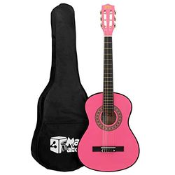 Mad About MA-CG06 Klassieke gitaar, 1/4 maat roze klassieke gitaar - kleurrijke Spaanse gitaar met draagtas, riem, pick en reserve snaren