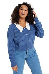 Trendyol Vrouwen Plus Size Voorzien Basic Knop Placket Knitwear Plus Size Cardigan, Indigo, XL, Indigo, XL