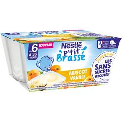 Nestlé Bébé - P'tit brassé Abricot Vanille sans sucres ajoutés - dès 6 mois - 4 x 90g