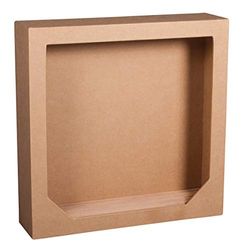 Rayher Papier Maché Shadow Box Frame for Crafting, Display Case with Three Slots for 3D Scenery, 21.7x21.7x5.5cm, 67266000