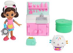 Gabby's Dollhouse Cat tivity Set, Lunch and Munch – köksset med gabby och kaka (engelsk Cakey), tillbehör, överraskningslåda och möbler, lämplig för barn från 3 år