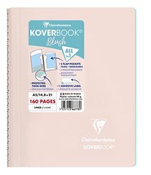 Clairefontaine 366778C Un quaderno a spirale Koverbook Blush rosa poudré - A5 14, 8x21 cm - 160 pagine a righe, es - Carta bianca 90 g - copertina in polipropilene avvolgente
