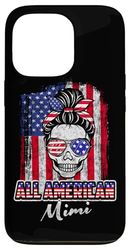 All American Mimi Patriotic Messy Bun Skull USA 4th Of July Custodia per iPhone 13 Pro