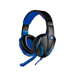 Inter Techmade Cuffie Gaming con filo/Microfono regolabile/Connettore Jack 3.5 + adattatore 2x3.5mm (nuovo logo, NERO AZZURRO, UNICA, TM-FL1-INT22