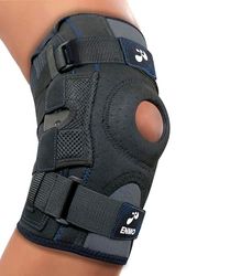 Enmo Max Genouillère avec charnières latérales double – L, L, L, pour douleurs articulaires, LCA, MCL, lésion ligamentaire, tendinite, course, squats, sport, soulagement de la douleur