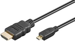 goobay Mini HDMI naar HDMI 2.1-kabel Ultra High Speed HDMI-kabel 8K @ 60 Hz, 4K @ 120 Hz bij 48 Gbits/Dolby Atmos/HDR eARC/GoPro Hero 2, Canon, Raspberry Zero en Zero 2 W / 2m / 74430