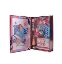 Lip Smacker Disney Beauty Book Tin, Set van Make-up voor Meisjes met Lippenstiften, Lipgloss, Helder Eyeshadows en Nagellak, Haaraccessoires en Make-up Inbegrepen