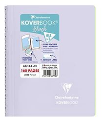 Clairefontaine 366775C Un quaderno a spirale Koverbook Blush lilla - A5 14, 8x21 cm - 160 pagine a righe, es - Carta bianca 90 g - copertina in polipropilene avvolgente