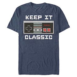 Nintendo Men's Keep It Classic T-Shirt, Navy Heather, XXXXXL