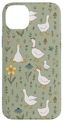Divertente animale amante degli animali Silly Goose Floral Bird Cottagecore Theme Custodia per iPhone 14 Plus