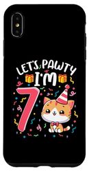 Custodia per iPhone XS Max Let's Pawty I'm 7 Year Girl Cat Kitten 7° compleanno