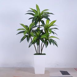 Zstar Pianta artificiale di drago, 150 cm, grande pianta artificiale tropicale, vaso bianco con rami e foglie regolabili, grande dracaena, decorazione per soggiorno, ufficio, casa, balcone, verde