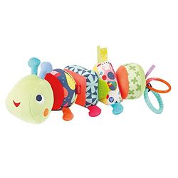 Fehn 055399 - Puzle de actividad, diseño de oruga con velcro y elementos coloridos, formas y sonidos para agarrar, rompecabezas y aprender los sentidos, para bebés y niños pequeños a partir de 0 meses