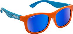 Cressi Teddy Sunglasses Óculos de sol para crianças, juventude unissexo, azul claro ondas/laranja/lente espelhada azul, 3/5 anos