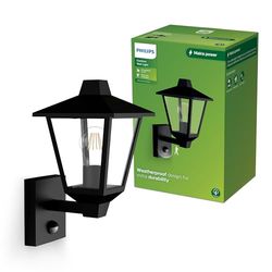 Philips Kinno Applique d’Extérieur avec Capteur, Max 25 W, Culot E27, Noir