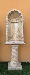 Nicchia o cupola romana grande completa di colonna modello Torciglione realizzata in cemento per arredo esterno (marrone)