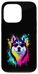 Cane Husky con occhiali da sole colorati Pop Art Husky Lovers Custodia per iPhone 13 Pro