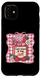 Third Grade is My Jam Strawberry Girls 3rd Grade Teacher Bow Case for iPhone 11