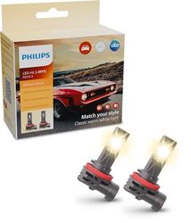 Philips Ultinon Classic lampadina LED per fari auto (H11), luce bianca calda 3.500K, luce colorata alogena, 80% di luminosità in più, lampadina LED facile da montare, set da 2
