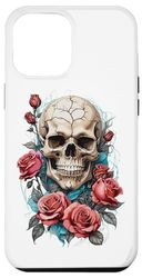 Carcasa para iPhone 15 Plus Rosas de calavera de la muerte