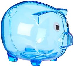 eBuyGB Transparent Plastic Piggy Bank/Money Box, Blue