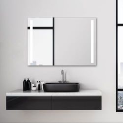Talos Espejo de baño LED Light Con iluminación Blanca cálida - Cortes de Luz a izquierda y derecha - 100x70 cm