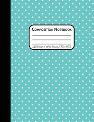 Composition Notebook Wide Ruled - Aqua Star Cover: Part of a Fun, Colorful Collection for School | Collect Them All |1-Subject for Notes, Projects & Daily Writing