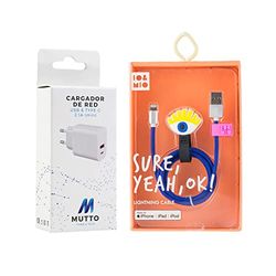 MUTTO Confezione di caricabatterie USB C, adattatore di alimentazione USB C da 10 W, spina di ricarica rapida con tipo C e A + cavo dati USB- Lightning Oh Yeah