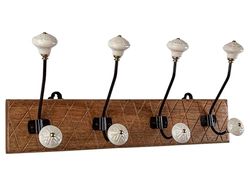 PERCHA MADERA/METAL 4 POMOS CERAMICA