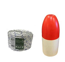 KUFA Sports 11" Rood/wit Bullet float en 5/16" x100' Non-Lead Zinkende touw set voor Crab Pot (FWM-100)
