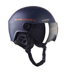 BLACK CREVICE Casque de Ski Arlberg I Casque de Ski avec visière & Look Pilote différentes Couleurs I Casque de Ski Hommes & Femmes I Respirant I avec (54-57 cm), Marine/Orange