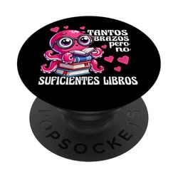 Pulpo Lector Frase Divertida Niñas Amantes Libros PopSockets PopGrip Intercambiable